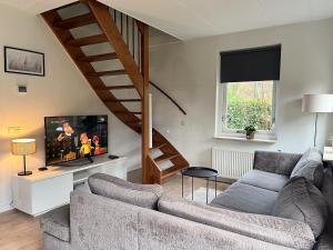 a living room with a couch and a tv at Huize Sallandse Stilte in Heeten