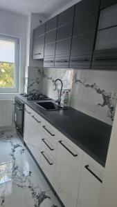 a kitchen with a sink and a counter top at DNY Home 2 in Giurgiu +16 photos