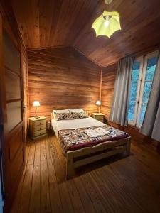 a bedroom with a bed in a wooden room at Rio Manso Tigre in Tigre +116 photos