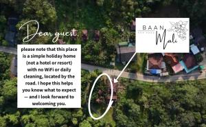 a screenshot of a map of a house with a sign at Baan Mali Koh Kood in Ban Hin Dam