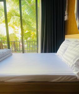 a bed in a room with a large window at Farm Tân Tiến in Ấp Bình Thạnh +58 photos