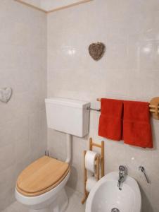 a bathroom with a toilet and a sink at SkiLift Tarvisio Apartment Free Parking in Tarvisio