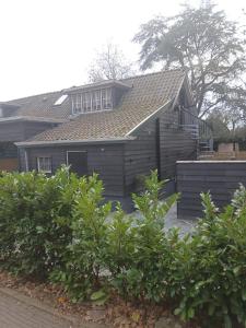 a house with a roof and some bushes at Fuchsiahoeve in Blaricum