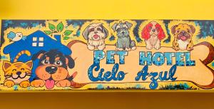 a sign for a pet hotel called dogs pull at Hotel Cielo Azul in Atacames +138 photos