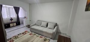 a living room with a couch and a window at Apartament Daniela in Râmnicu Vâlcea
