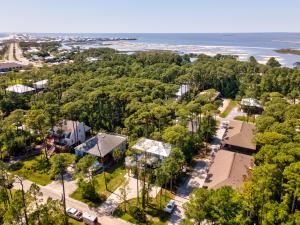 an aerial view of a park and the ocean at Blue Haven - 1414 Oleander in Dauphin Island
