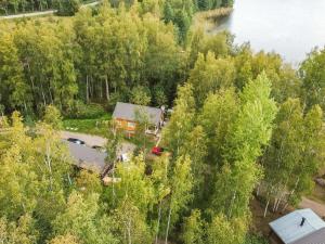 an aerial view of a house in the woods at Holiday Home Pöllö by Interhome in Verla