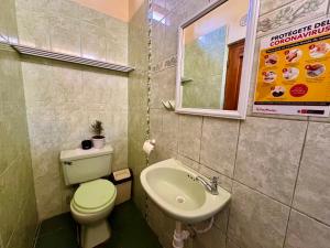 a small bathroom with a toilet and a sink at La Casa de Isidora in Pan de Azúcar