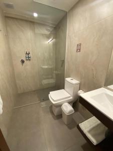 ein Badezimmer mit Toilette, Dusche und Waschbecken in der Unterkunft DREAM By Stannum Hotel in La Paz