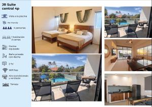 a collage of pictures of a hotel room at Itare Beach House in Bucerías +140 photos