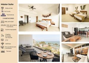 a collage of pictures of a hotel room at Itare Beach House in Bucerías