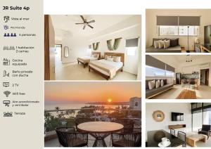 a collage of photos of a hotel room at Itare Beach House in Bucerías