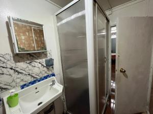 a bathroom with a shower and a sink at apartamento en centro de Castro in Castro