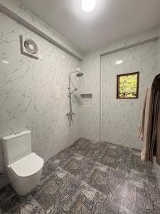 a bathroom with a toilet and a shower at Liora Cottage Ella in Ella