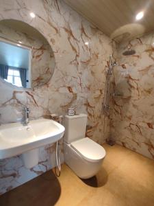a bathroom with a white toilet and a sink at Mount Mary Inn in Nuwara Eliya +35 photos