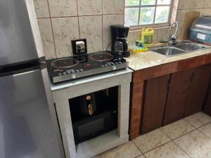 a kitchen with a stove top oven next to a sink at Sucasa Apartment in Willemstad +19 photos