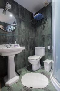 a bathroom with a white toilet and a sink at Apartamento Santa in Alicante