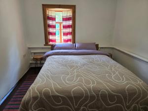 a bedroom with a large bed with a window at Садиба У баби Христі in Shupiki +11 photos