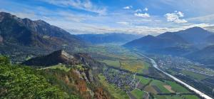 an aerial view of a valley in the mountains at Ferienhaus Fisch in Bad Ragaz