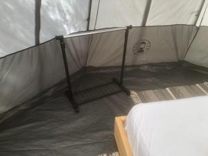 a small tent with a bed in it at Barreira beachfront Tents 9 in Verga Kalamata