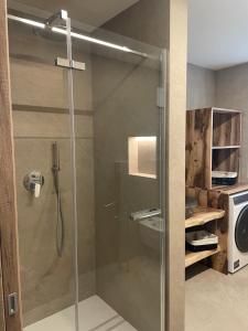 a shower with a glass door in a bathroom at Nos Sweet Home in Dimaro +18 photos