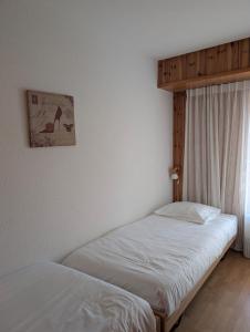 a bedroom with two beds and a picture on the wall at Centre Thermal 2 chambres studio EV110 in Ovronnaz