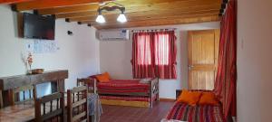 a living room with a bed and a window at Cabañas Soledad in Potrerillos