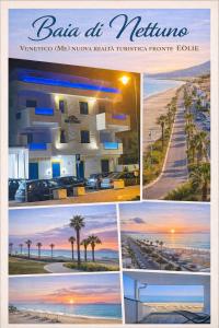 a collage of pictures of a house and a beach at LA BAIA DI NETTUNO Il Gatto e La Volpe in Venetico