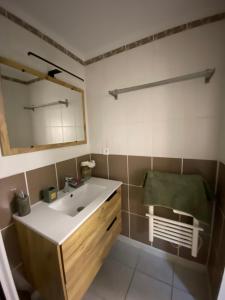 a bathroom with a sink and a mirror at Meuble maison vigneronne in Saint-André-de-Sangonis +10 photos