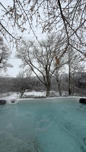 a snow covered field with trees in the background at Le Domaine Belinay in Paulhac