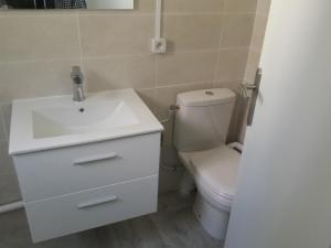 a bathroom with a white sink and a toilet at Studio Grasse Centre in Grasse
