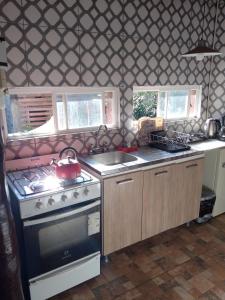 a kitchen with a stove and a sink at Espacio de relax in Trapiche