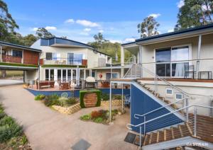 an aerial view of a house with a staircase at Merry Mary in Marysville