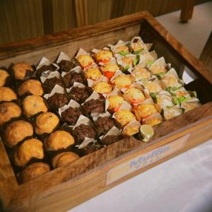 a wooden box filled with different types of food at Hotel NewNagano NeXT in Nagano
