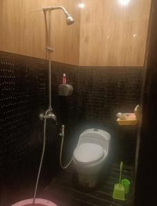 a bathroom with a toilet and a shower at FM Homestay Banyuwangi in Banyuwangi