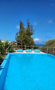 a blue swimming pool with a view of the ocean at Les Jardins d'Ostréa in Port Maturin +19 photos