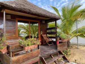 a house on the beach with potted plants at Residence Coco Plage in Elinkinde
