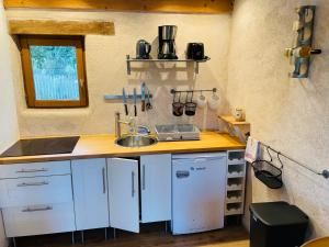 a kitchen with a sink and a counter top at Dépendance chez l'habitant in Morlaix