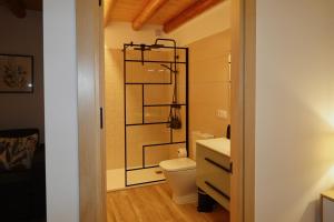 a bathroom with a toilet and a sink at Casa Paulina in Beceite
