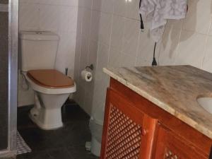 a bathroom with a toilet and a sink at Pé nas trilhas in Rio de Janeiro
