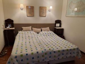 a bedroom with a bed and two pictures on the wall at Apartment Palma Madeira wandern und tauchen in Caniço
