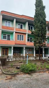a large building with a tree in front of it at Hotel Te Bakja in Tushemisht