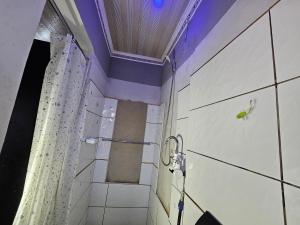 a bathroom with a shower with a shower curtain at Turfloop guest house in Ga-Mothapo