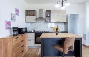 a kitchen with a counter and a sink in it at Apartman mirna lokacija s pogledom i parkingom in Vodnjan