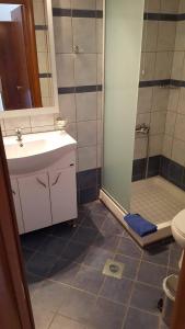 アマウディアにあるHotel Alexandrosのバスルーム(シャワー、洗面台、トイレ付)