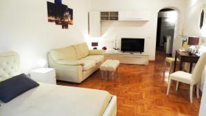 ローマにあるCappellari Charme Apartmentのリビングルーム(ソファ、テレビ付)