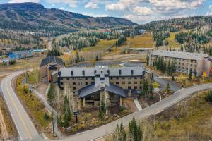 an aerial view of a building next to a road at Hilton Vacation Club Cedar Breaks Brian Head in Brian Head