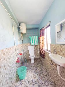 a bathroom with a toilet and a sink at Betzer homestay in Cherrapunji