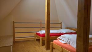 two bunk beds in a room with a attic at Apartments SMAG Obere Burgstraße in Pirna