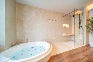a bathroom with a large tub and a shower at Suite Moon & Spa in Amnéville +11 photos